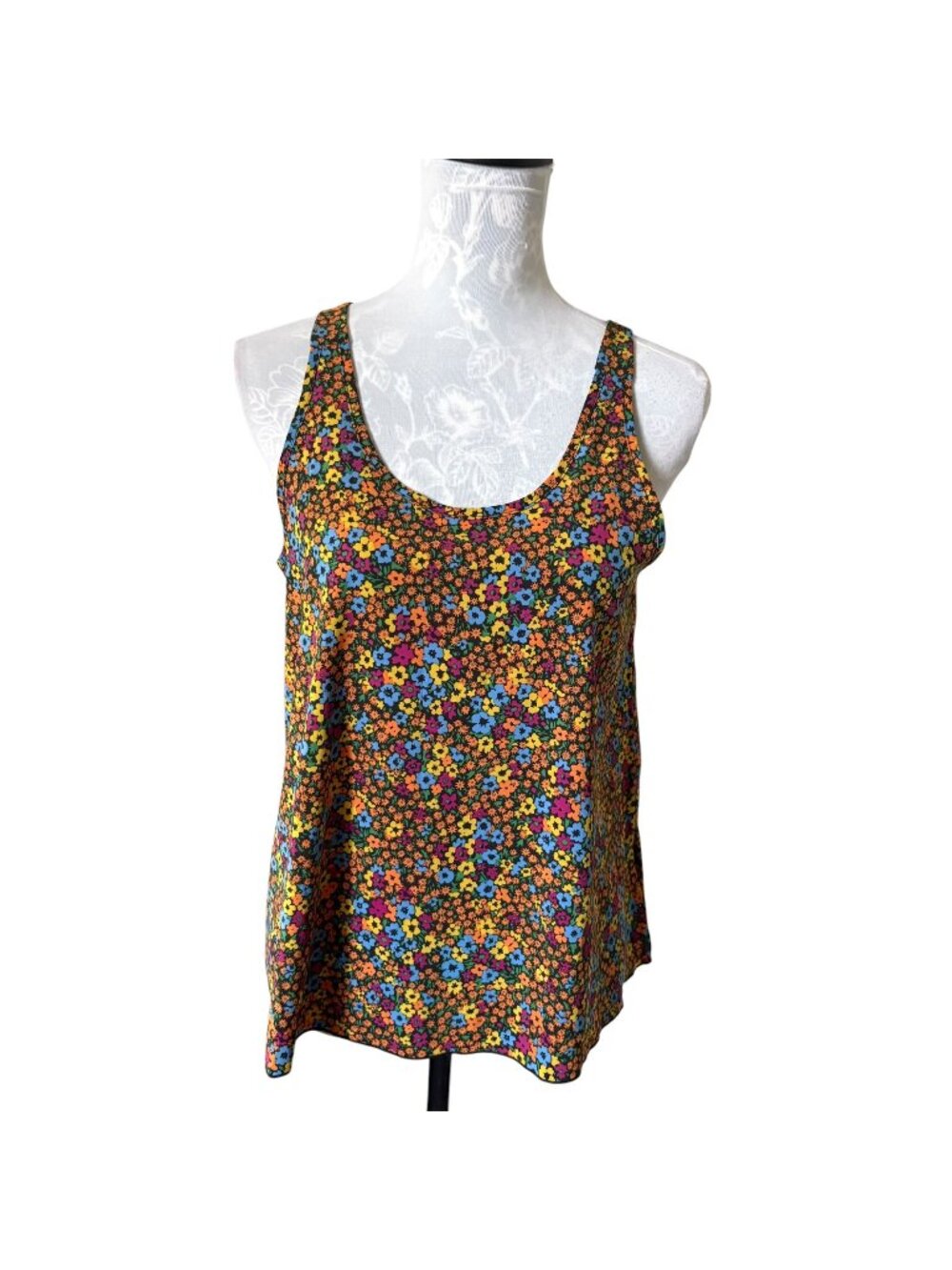 Toad&Co Tank Womens Small Multicolor Floral Scoop Neck Polyester Spandex Stretch
